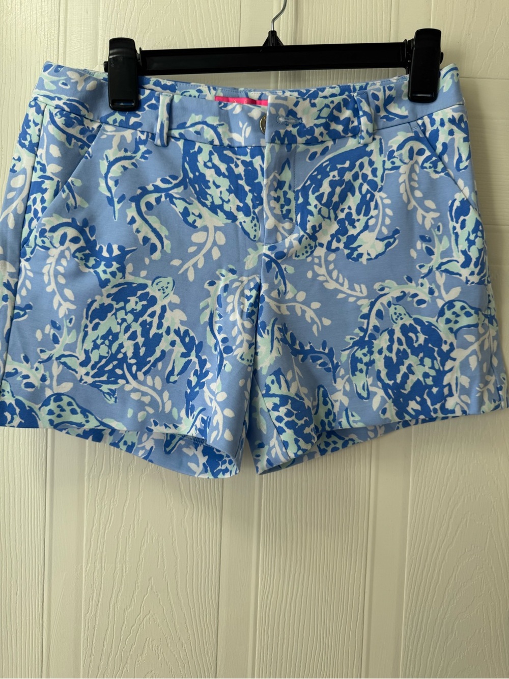 Lilly Pulitzer Light Blue and Navy Sea Turtle Print Shorts